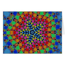 Colourful Rainbow Tie Dye Kaliedscope Fractal Greeting Cards