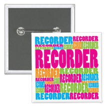 Colourful Recorder Pinback Button