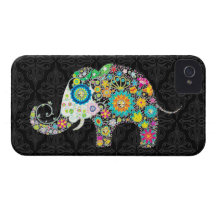 Colourful Retro Flower Elephant Design iPhone 4 Case-Mate Case