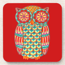 Colourful Retro Owl Coasters - Set of 6