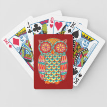Colourful Retro Owl Playing Cards