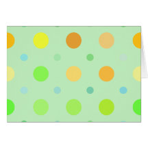 Colourful Retro Polka Dots: Green, Yellow, & Orang Greeting Card