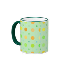 Colourful Retro Polka Dots: Green, Yellow, & Orang Coffee Mug