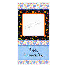 Colourful romantic heart design customized photo card