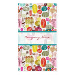 Colourful Simple Hand Drawn Retro Flowers Pattern  Business Card Template