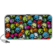 Colourful Skulls and Headphones Collage Mp3 Speakers