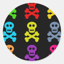 Colourful Skulls Round Stickers