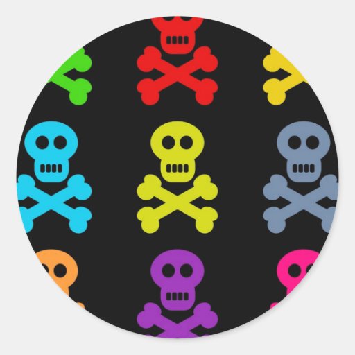 Colourful Skulls Round Stickers