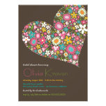 Colourful Spring Flowers Heart Bridal Shower Invit