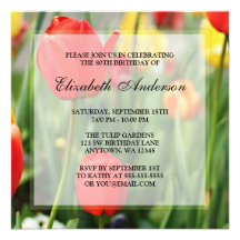 Colourful Spring Tulips 80th Birthday Party Invitations
