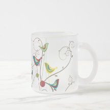 Colourful Summer Bird and Swirl Mug