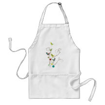 Colourful Summer Bird and Swirls Apron