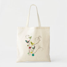 Colourful Summer Bird and Swirls Custom Tote Bag