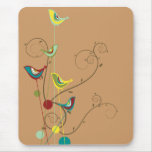 Colourful Summer Bird and Swirls Mousepad