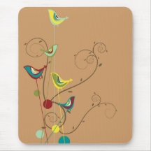 Colourful Summer Bird and Swirls Mousepad