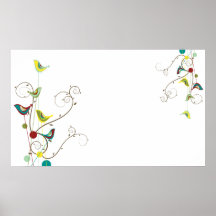Colourful Summer Bird and Swirls Poster