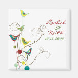 Colourful Summer Bird and Swirls Save-the-Date Refrigerator Magnets
