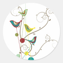 Colourful Summer Bird and Swirls Sticker