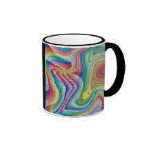 Colourful swirl pattern on black background coffee mugs