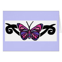 Colourful tribal butterfly blank note card