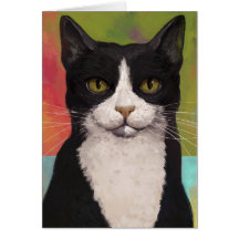 Colourful Tuxedo Cat Greeting Card
