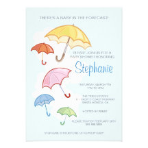 Colourful Umbrellas Baby Shower Invitation