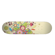 colourful vector flower tree bliss.ai custom skate board
