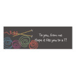 colourful yarn balls knitting needles gift tags business cards