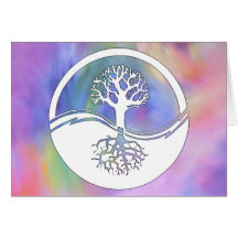 Colourful yin and yang design greeting cards
