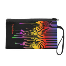Colourful Zebra Bagette Bag Wristlet Clutch