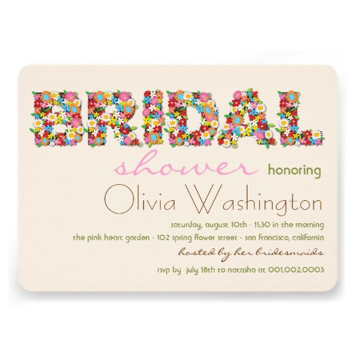 Colours Bridal Spring Flowers Bridal Shower Invite