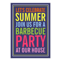 Colours of Summer Bold BBQ Party Invitation
