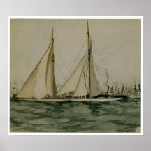 Columbia and Shamrock 1899 Print