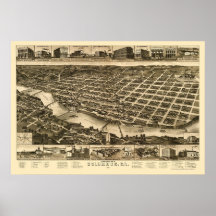 Columbus, GA Panoramic Map - 1886 Poster