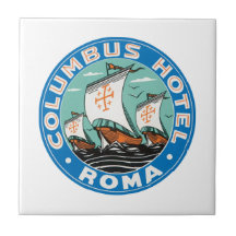 Columbus Hotel, Roma Luggage Label Ceramic Tiles