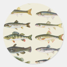 Columns of Fish Round Stickers