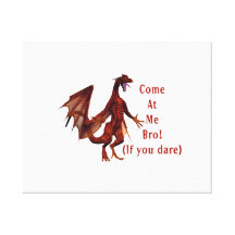 come at me bro dragon red canvas print