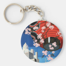 Come to Tokyo Vintage Japan Travel Poster Keychain