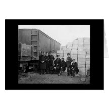 Commissary Clerks by a Railroad Car 1863 Cards
