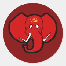 Communelephant Red Elephant Round Stickers