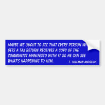 Communist Manifesto & Tax Returns Bumper Sticker