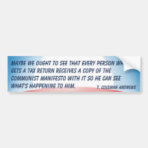 Communist Manifesto & Tax Returns Bumper Stickers