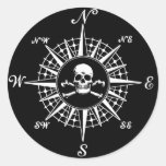 Compass Rose Skull 1 Round Sticker