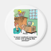 Computer Crime Cartoon Fridge Magnet