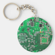 Computer Geek Circuit Board - green Key Chain