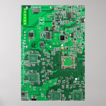 Computer Geek Circuit Board - green Posters