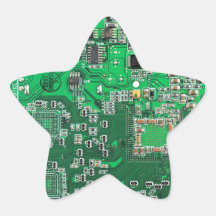 Computer Geek Circuit Board - green Star Stickers