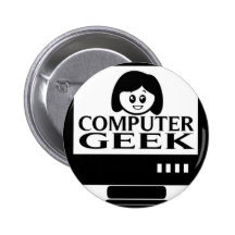 Computer Geek Girl Female Buttons