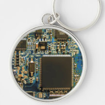 Computer Hard Drive Circuit Board blue Keychains
