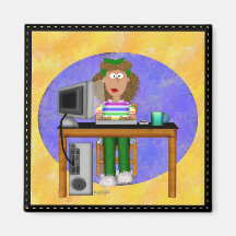 Computer Lady Refrigerator Magnets